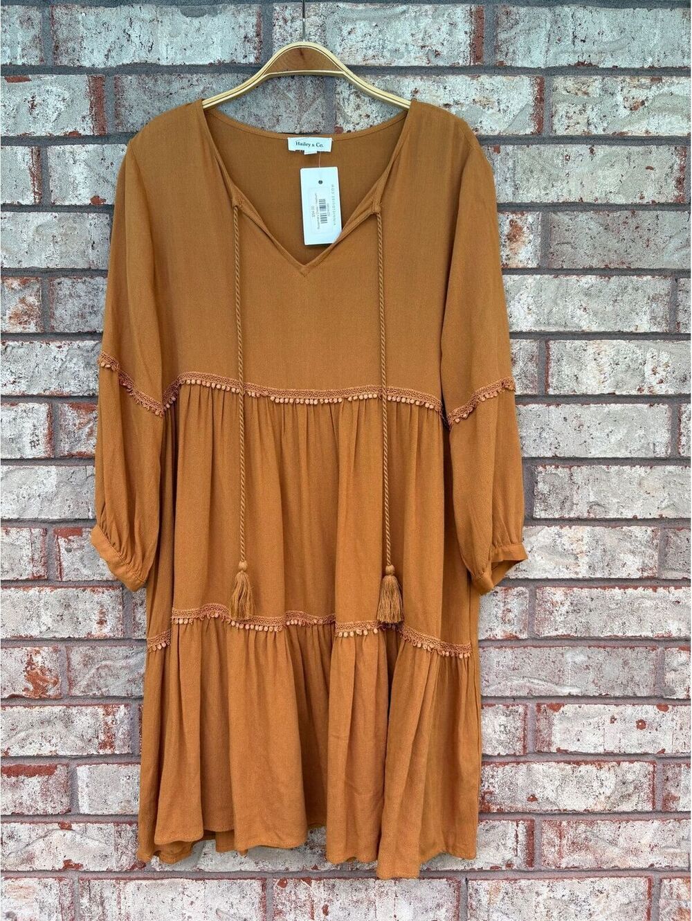 NWT Hailey & Co Brown Dress With Tassels Size M